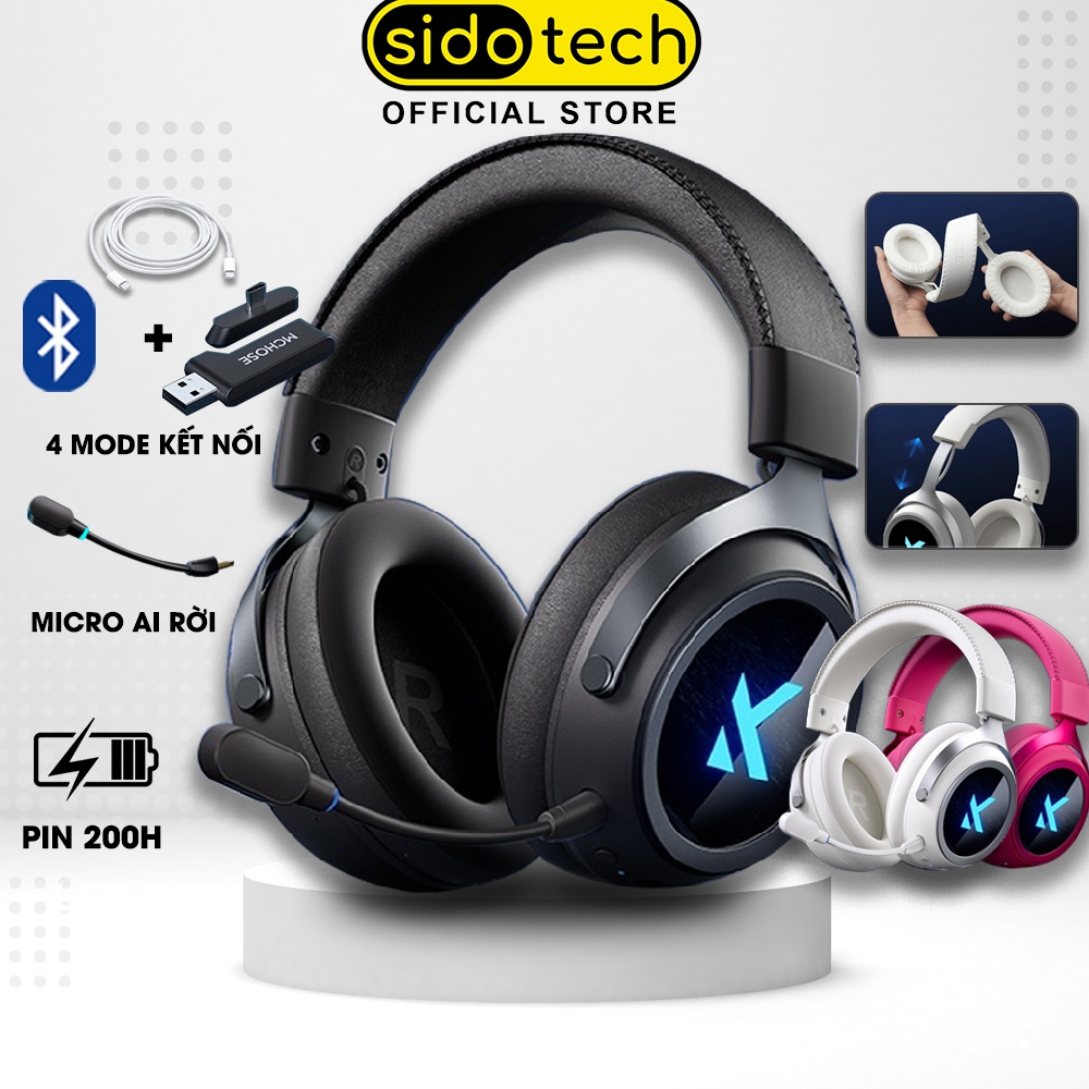 Tai nghe chụp tai ko dây bluetooth SIDOTECH MCHOSE X9 headphone gaming 3 mode chống ồn có mic PC