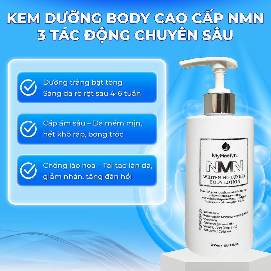 Kem dưỡng body NMN Hàn Quốc dưỡng sáng da, mịn màng, cấp ẩm tự nhiên 300ml A-192