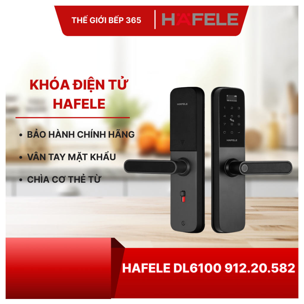 Khoá vân tay Hafele DL6100 912.20.582 (mã số, thẻ từ, vân tay, chìa cơ, kết nối App)