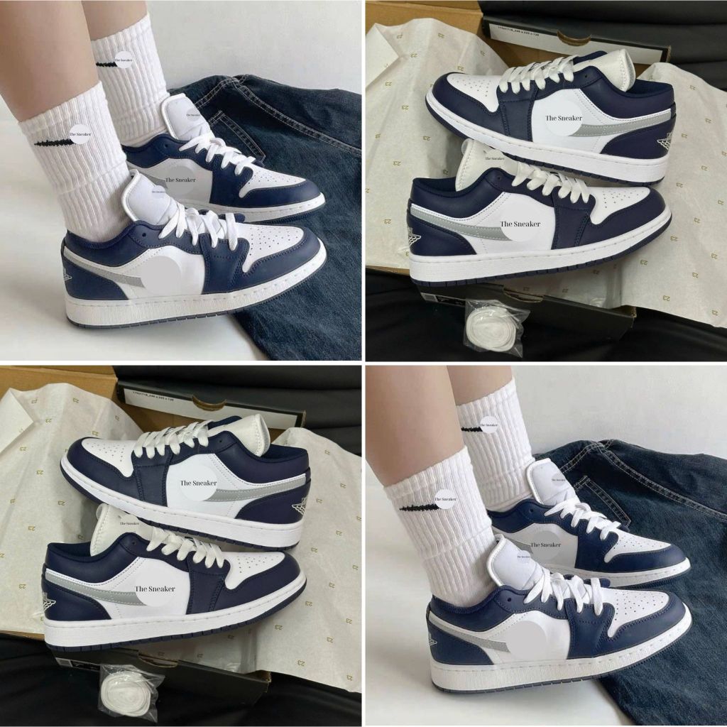 Giày Jd1 low Xanh Than Navy nam nữ size 36>43, Giày JD navy nam nữ bản C.cấp full bill box