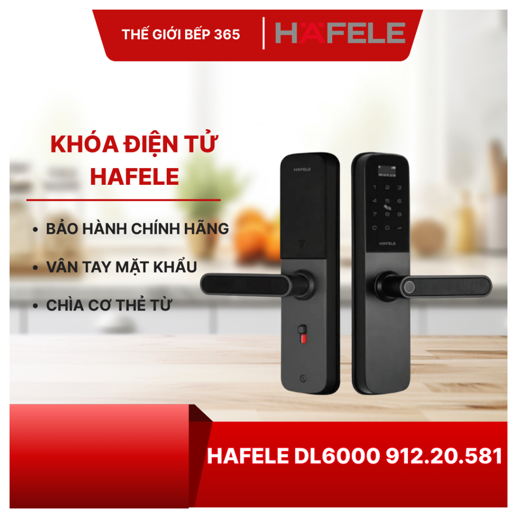 Khóa điện tử Hafele DL6000 912.20.581 - Kiểu Dáng Hiện Đại, Dễ Lắp Đặt