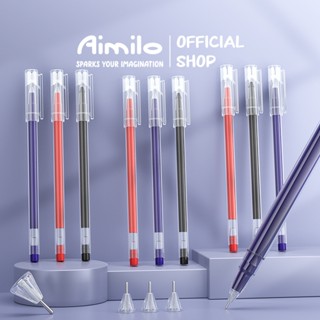 Aimilo Combo 3/5/10 cây Bút gel mực đen/xanh/đỏ ngòi 0.5mm dung lượng lớn khô nhanh viết mượt dành cho học sinh