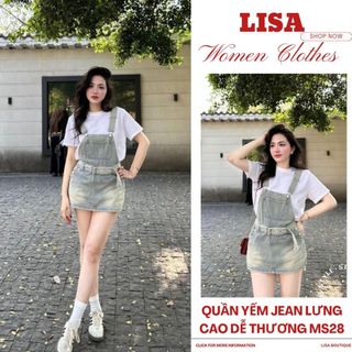 Quần Đùi Yếm Giả Váy Lưng Cao Hách Dáng Siêu Dễ Thương MS28 Quần Yếm Jean Nữ Trẻ Trung Năng Động