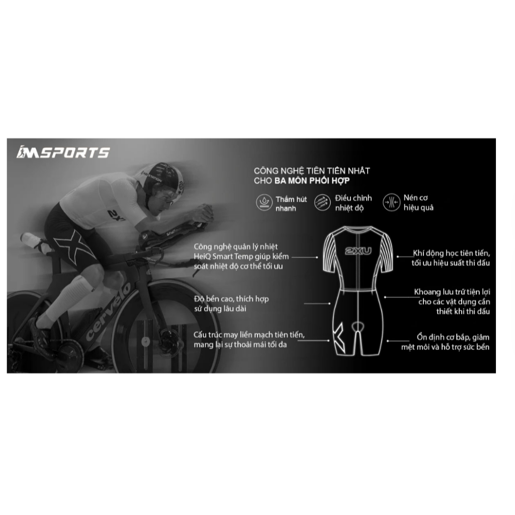 Light Speed React | Bộ Quần Áo Ba Môn Nam 2XU Light Speedreact Sleeved Trisuit - BLK/WHT chính hãng 