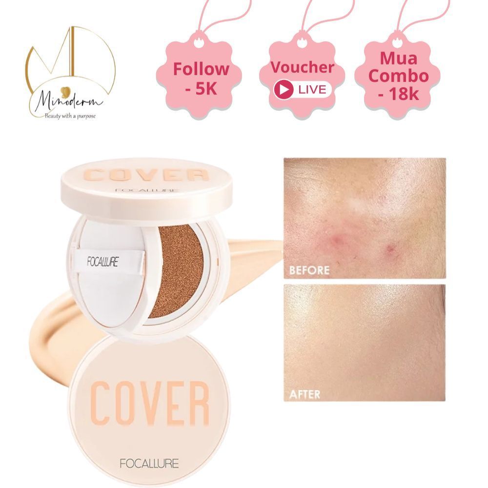 Phấn nước BB Cushion FOCALLURE lì tự nhiên chiết xuất thực vật nuôi dưỡng làn da 12g FA-162