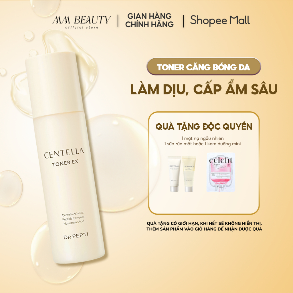 Nước hoa hồng dưỡng da Căng Bóng Dr. Pepti - Centella Toner  EX 180ml