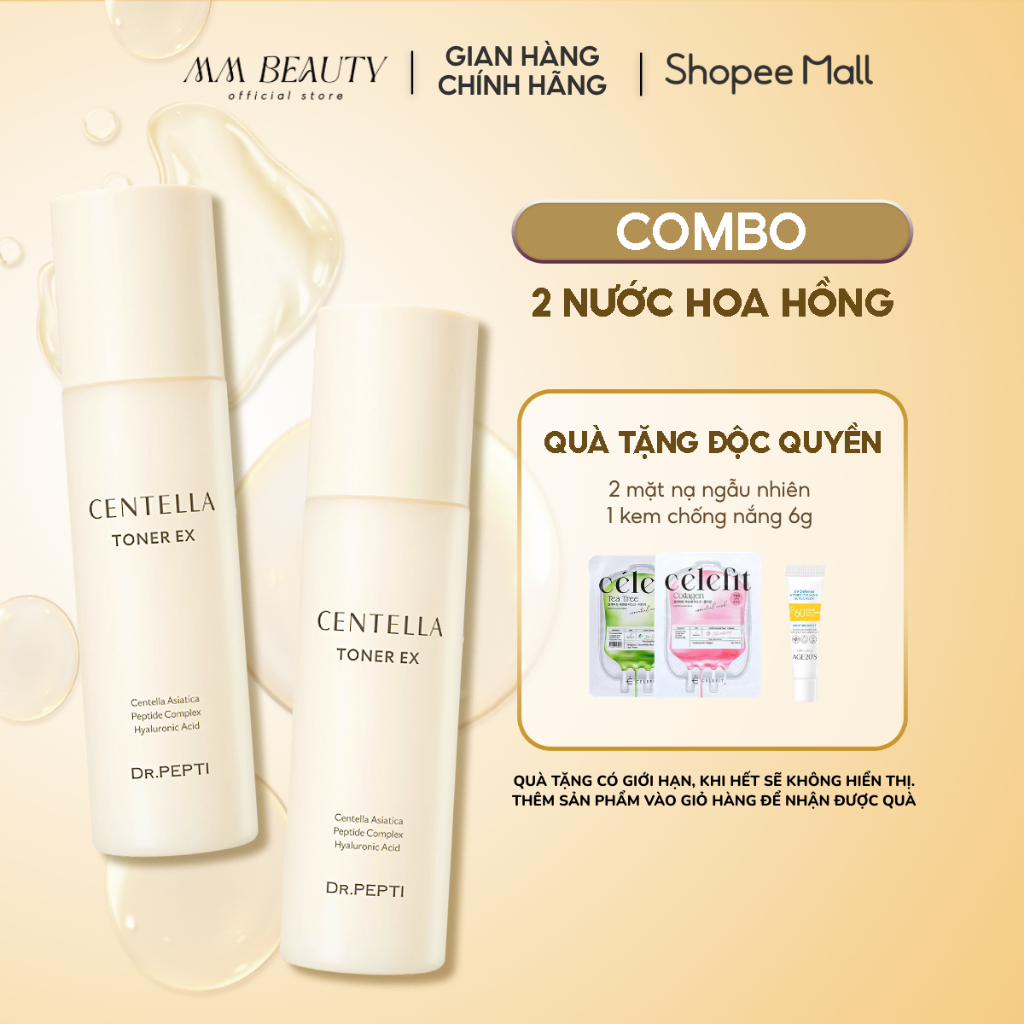 COMBO Nước Hoa Hồng DR.PEPTI Centella Toner EX 180ml + Nước Hoa Hồng DR.PEPTI Centella Toner EX 180m