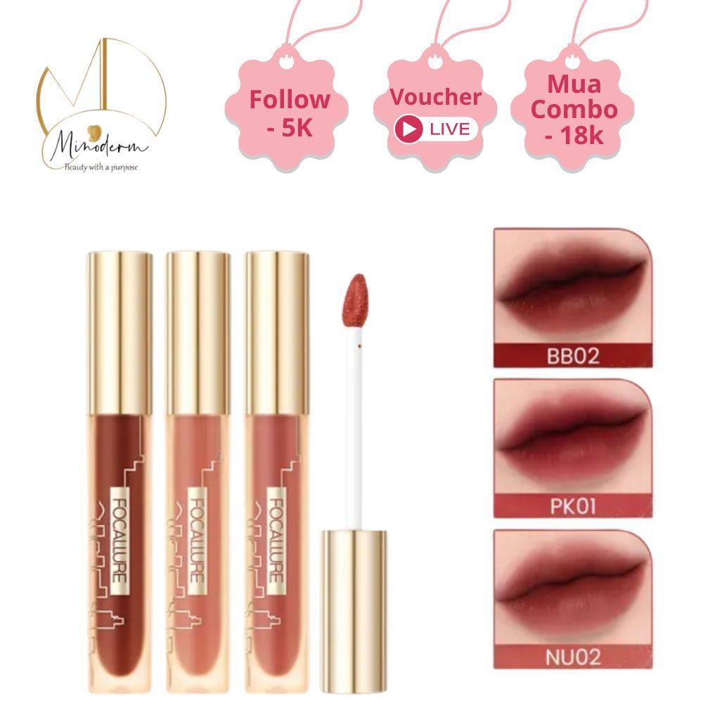 Son Lì FOCALLURE Công Nghệ Khóa Màu Độc Đáo, Dưỡng Ẩm Lâu Trôi Mềm Mịn Như Nhung 2.8g FA-324