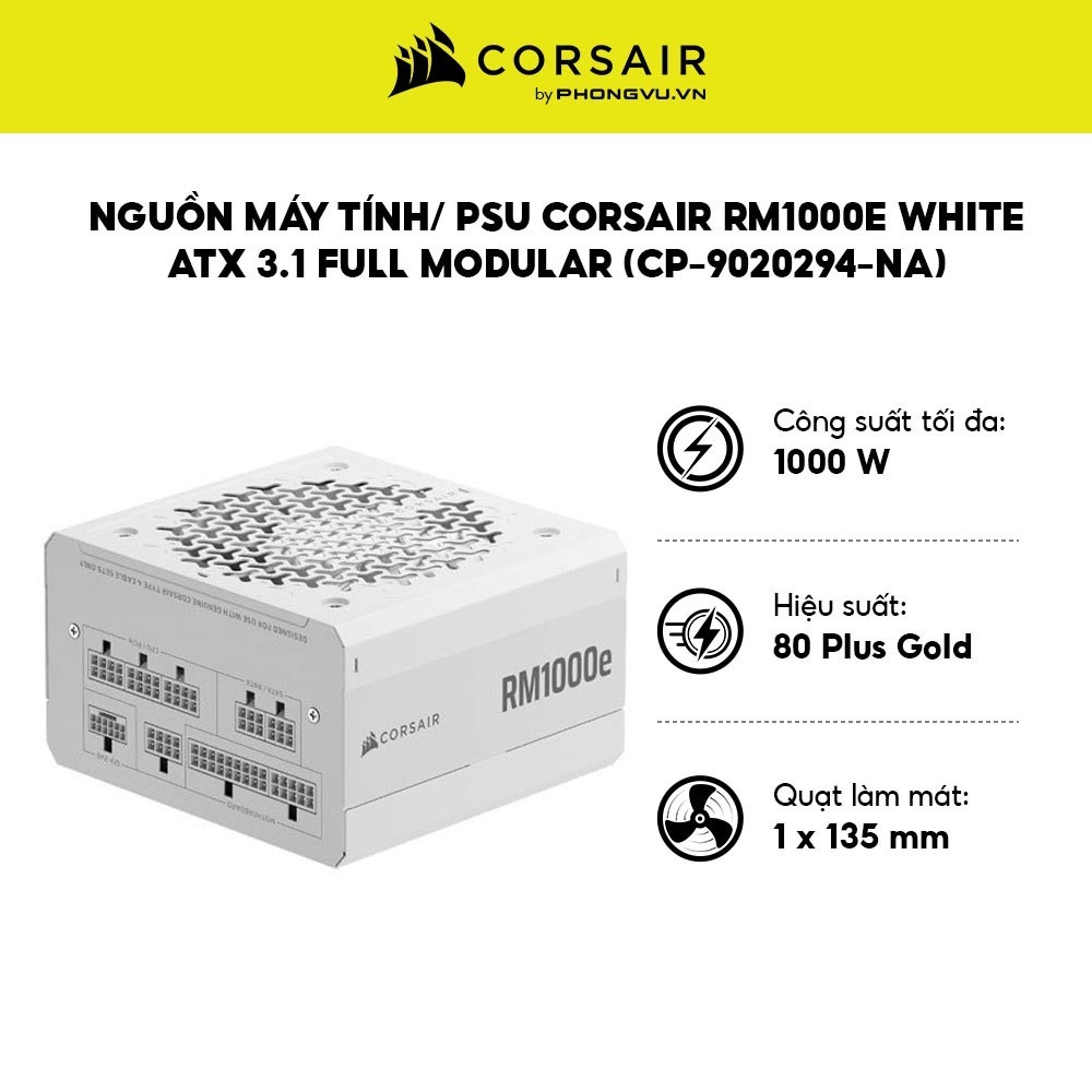 Nguồn máy tính Corsair RMe White (750W/850W/1000W) - 80 Plus Gold - ATX 3.1 - Bảo hành 84 tháng