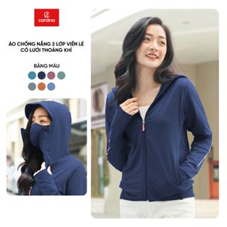 Áo Chống Nắng Nữ 𝐂𝐀𝐑𝐃𝐈𝐍𝐀 2 Lớp Chất Thun Lạnh Nhật Cao Cấp Viền Thể Thao Chống Tia UV 2NF02