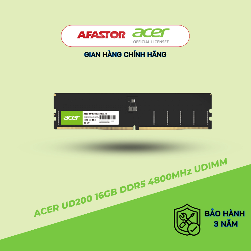 ACER UD200 16GB DDR5 4800MHz UDIMM | Hiệu Năng Vượt Trội, Bảo Hành 3 Năm