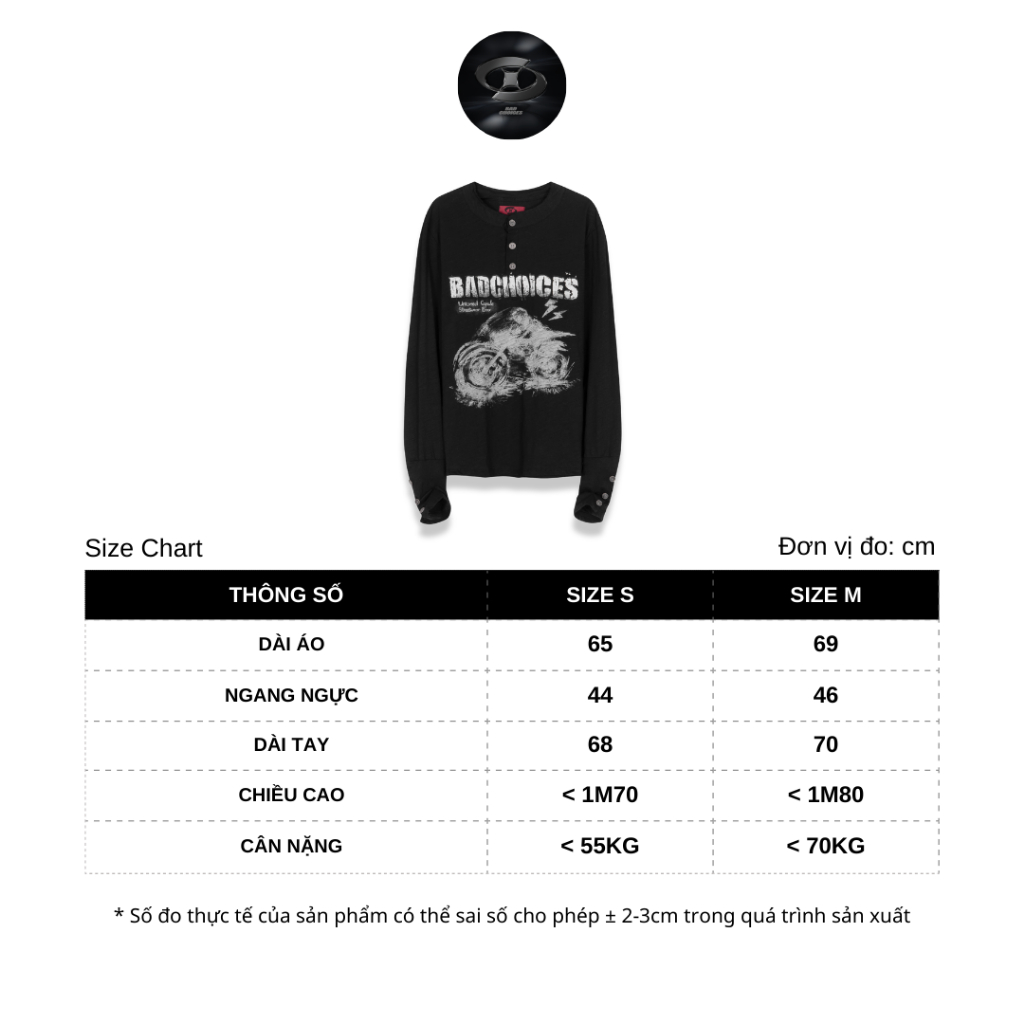 Bad Choices | Áo tay dài henley racing UNTAMED CAPSULE vải xước mỏng form ôm | BigBuy360 - bigbuy360.vn