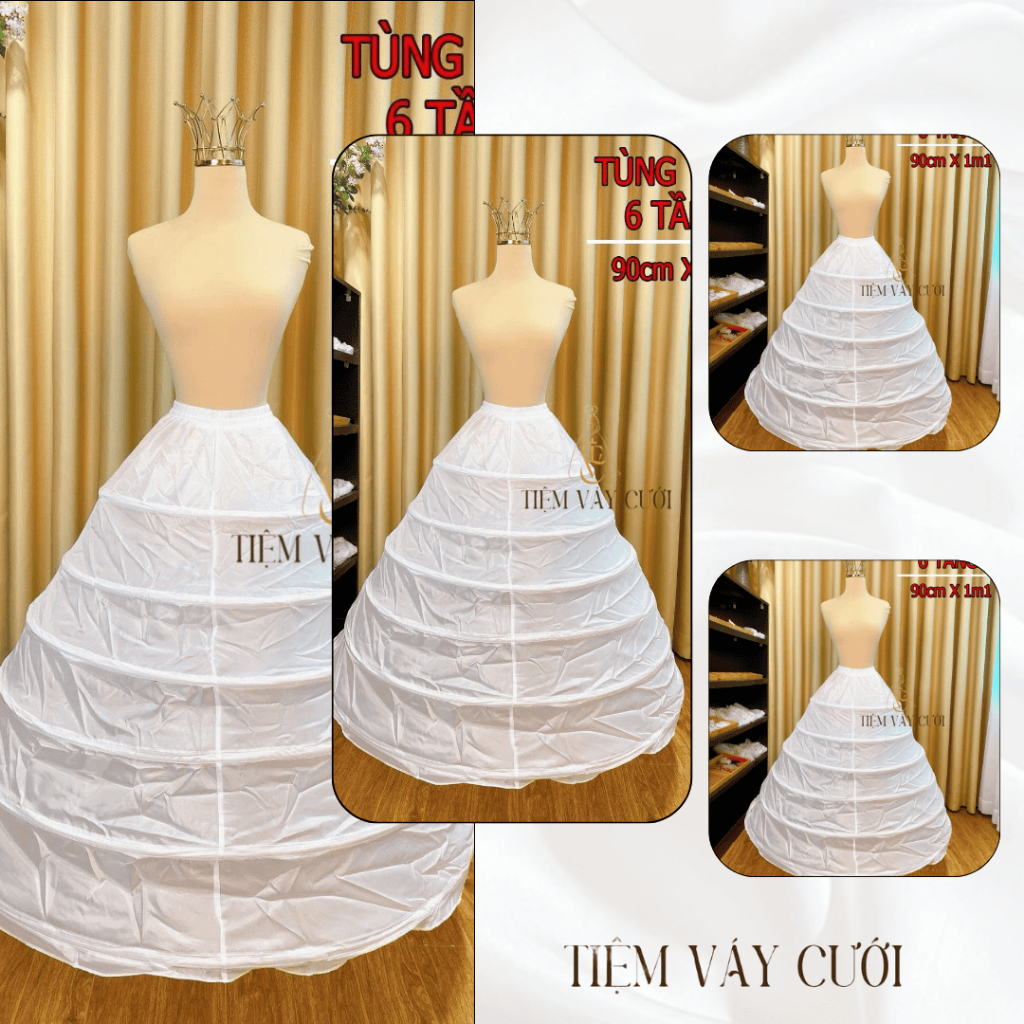 [Phụ Kiện Cưới] Tùng Váy Cô Dâu, 6 tầng, Làm Phồng Váy Cưới Cô Dâu