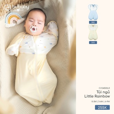 Nhộng chũn Bubaby chất liệu vải sợi tre an toàn cho bé