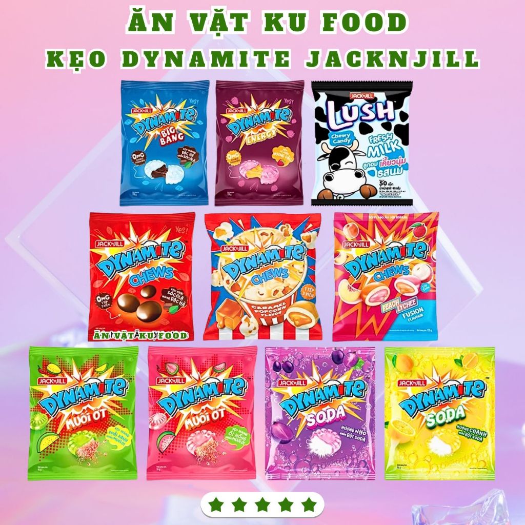[HỎA TỐC] Kẹo Dynamite Jack’n Jill Chính Hãng Đủ Vị - Kẹo Bạc Hà Dynamite - Kẹo Nhai Dynamite Socola