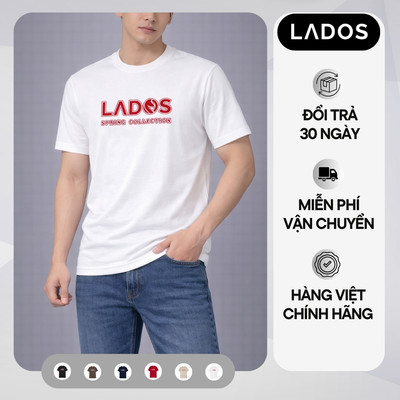 Áo Thun Cổ Tròn Ngắn Tay In Logo Ngựa Cách Điệu LADOS-9265 Chất Thun Cotton 4 chiều, Form Regular