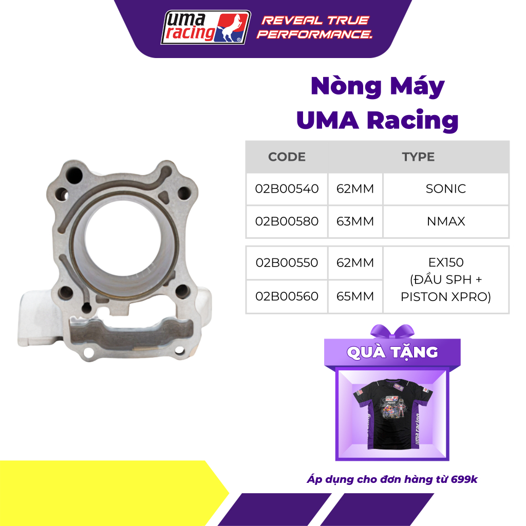 Nòng Máy UMA Racing XPRO Piston – 62mm / 63mm / 65mm – Ceramic Block