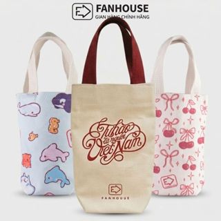 Túi đựng cốc giữ nhiệt Holic Fan House, túi vải Dù Canvas ôm sát toàn bộ thân bình, chống thấm nước
