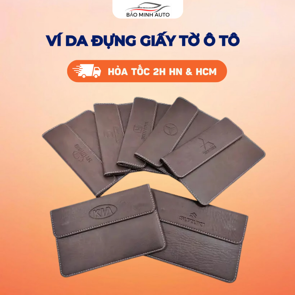 Ví đựng giấy tờ xe Bảo Minh Auto , Bóp da đựng giấy tờ đăng kiểm xe có nhiều ngăn chia cao cấp đủ lô gô các hãng xe