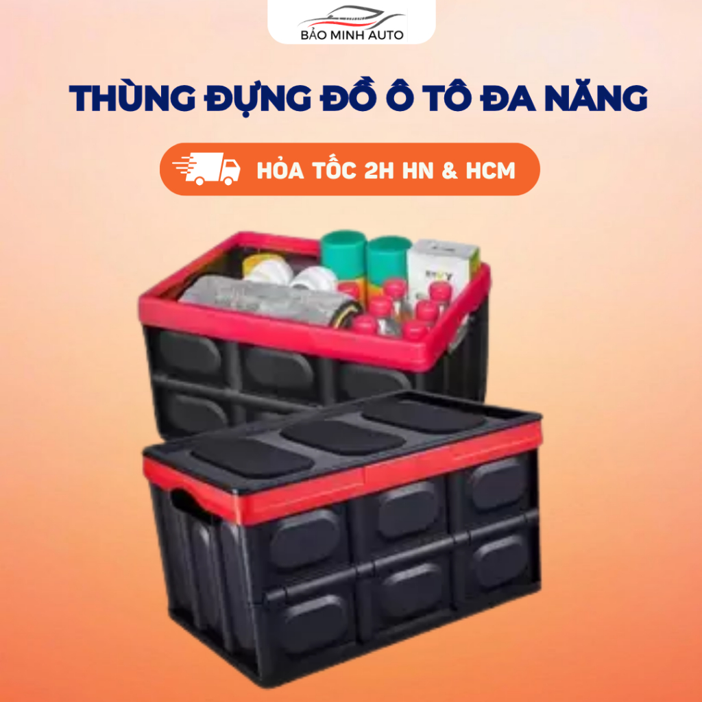 Thùng Đựng Đồ Ô Tô - Hộp Đựng Đồ Ô Tô Có Thể Gấp Gọn Dung Tích 56 Lít Để Cốp Sau Ô Tô