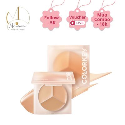Bảng kem che khuyết điểm COLORKEY 3 màu sắc kết hợp mịn lâu trôi 3.9g