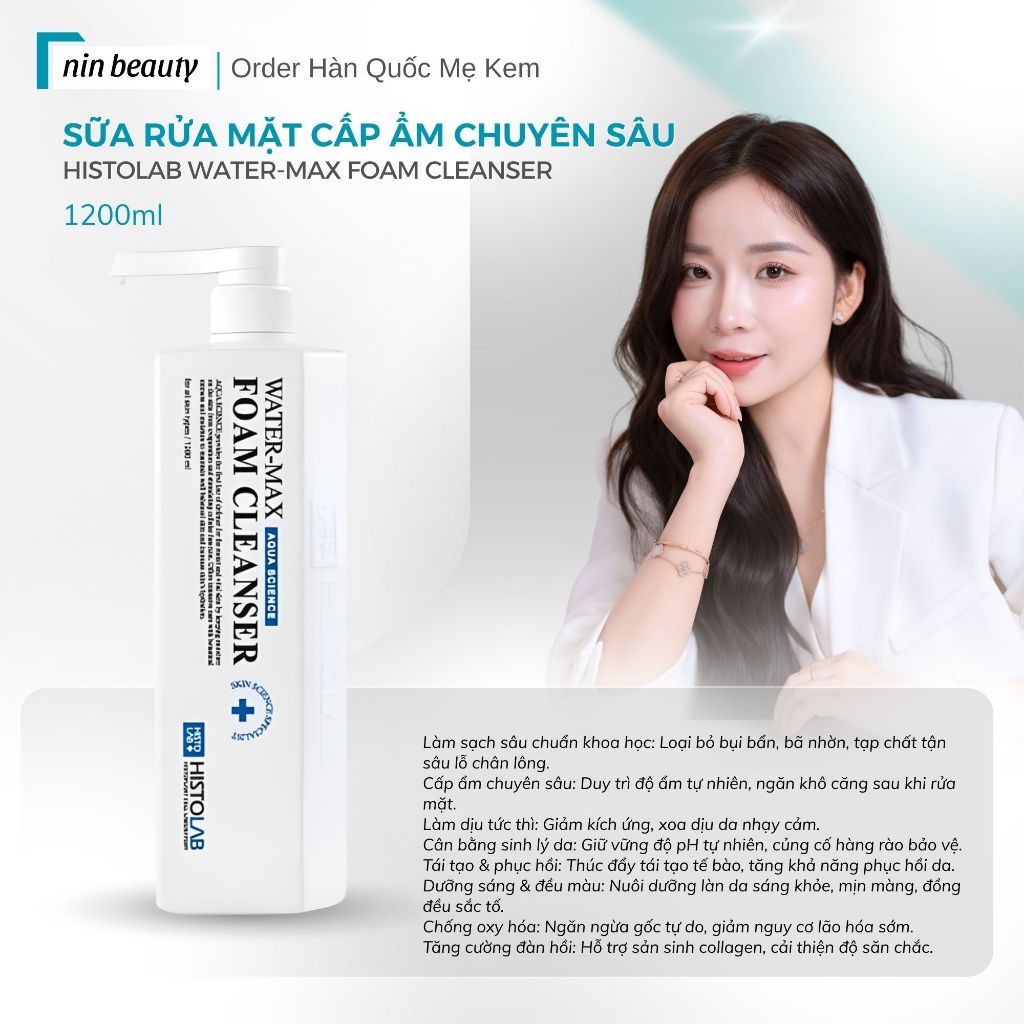Sữa Rửa mặt Cấp Ẩm Chuyên Sâu HISTOLAB Water-max Foam Cleanser 1200ml