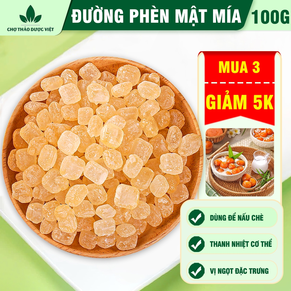 Đường phèn mật mía 100g tinh khiết 100%, đường phèn Quảng Ngãi kết tinh nguyên bản, pha trà, nấu chè