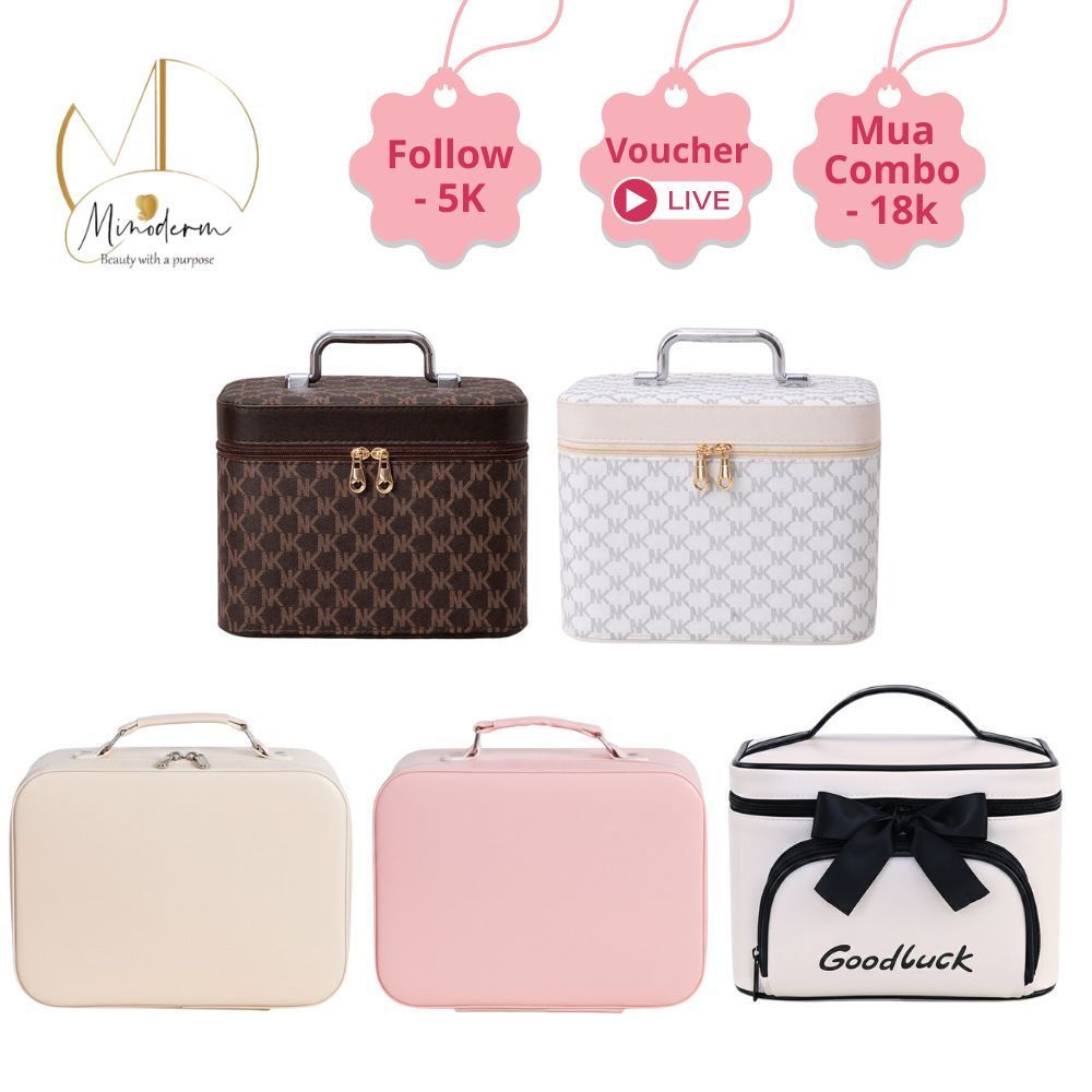 Túi đựng mỹ phẩm, đồ trang điểm, Makeup BEABIAI chống thấm nước, có quai xách, khóa kéo tiện lợi
