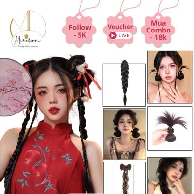Tóc Giả BEABIAI Tóc Bím Đôi Ngắn Thắt Nơ – Kiểu Tóc Dễ Thương Cho Cô Nàng Năng Động