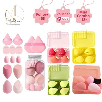 Set Bông Mút Tán Nền Trang Điểm BEABIAI Hình Trái Cây Dễ Thương Kèm Cọ Tán Nền Và Hộp Đựng Tiện Lợi