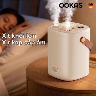 OOKAS Máy phun sương tạo ẩm 2 đầu phun sương 1000ml, tích hợp đèn Led, dung tích lớn