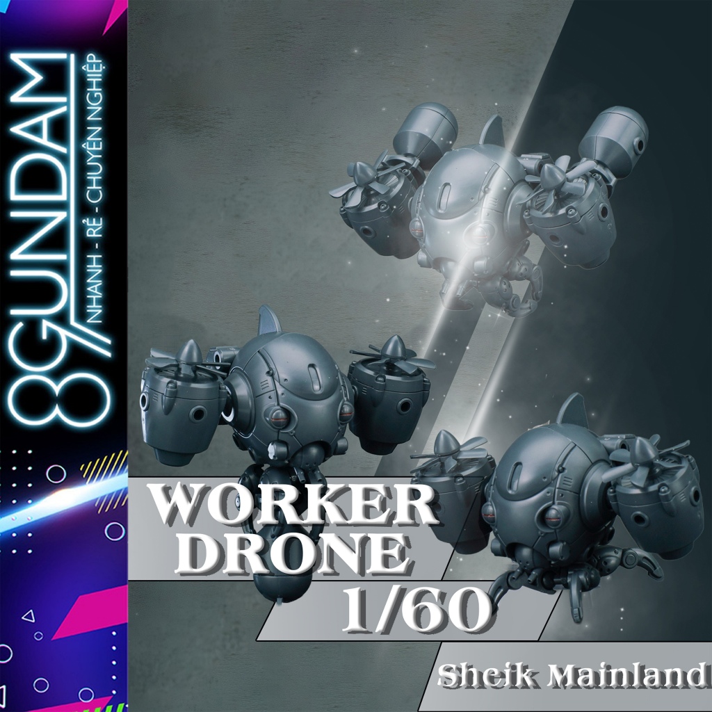 [SẮP VỀ] Mô Hình Lắp Ráp 1/60 Sheik Mainland 3MIN Project - Worker Drone (set 02 con)