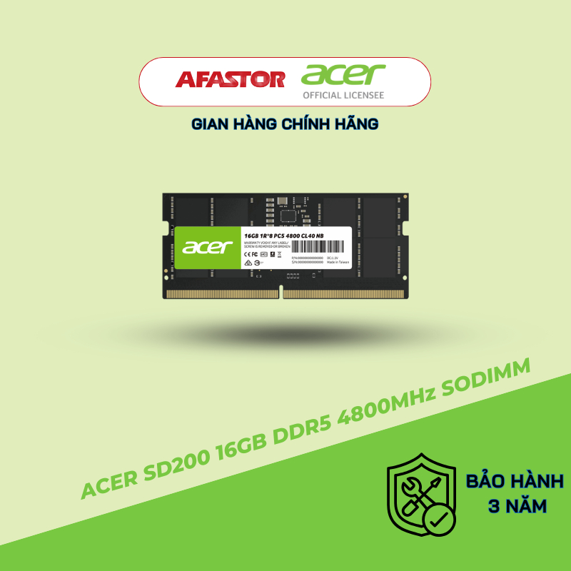 RAM Laptop Acer SD200 16GB DDR5 4800MHz | Tốc Độ Vượt Trội, Tiết Kiệm Điện - Bảo Hành 3 Năm