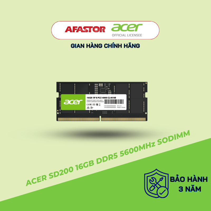 RAM Laptop Acer SD200 16GB DDR5 5600MHz | Tốc Độ Vượt Trội, Tiết Kiệm Điện - Bảo Hành 3 Năm