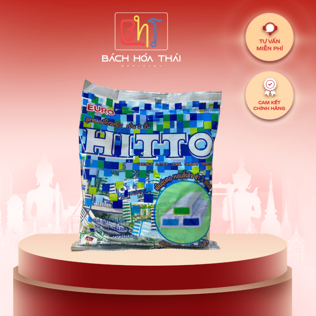 Kẹo mềm HITTO (Euro) nội địa Thái Lan vị Bạc Hà mát lạnh gói 40 cái