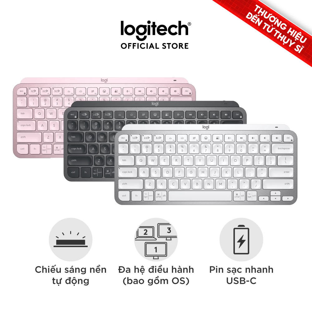 [Võ Hà Linh x Logitech]-Bàn phím không dây Bluetooth Logitech MX Keys Mini - Nhỏ gọn, Phím tắt thông
