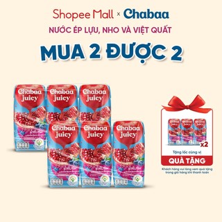 [MUA 2 TẶNG 2] Combo 2 Lốc Nước Ép Lựu, Nho Và Việt Quất Chabaa Juicy 3 Hộp x 180ml