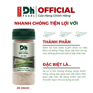 Natural Sả bột 30gr Dh Foods - Sả Bột Cay Thơm Khử Mùi Tanh, Tẩm Ướp Món Ăn Tiện Lợi, Nhanh Chóng, Tiện Lợi