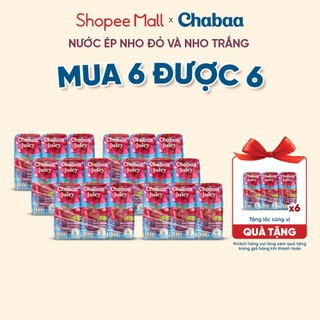 [MUA 6 TẶNG 6] Combo 6 Lốc Nước Ép Nho Đỏ Và Nho Trắng Chabaa Juicy 3 Hộp x 180ml