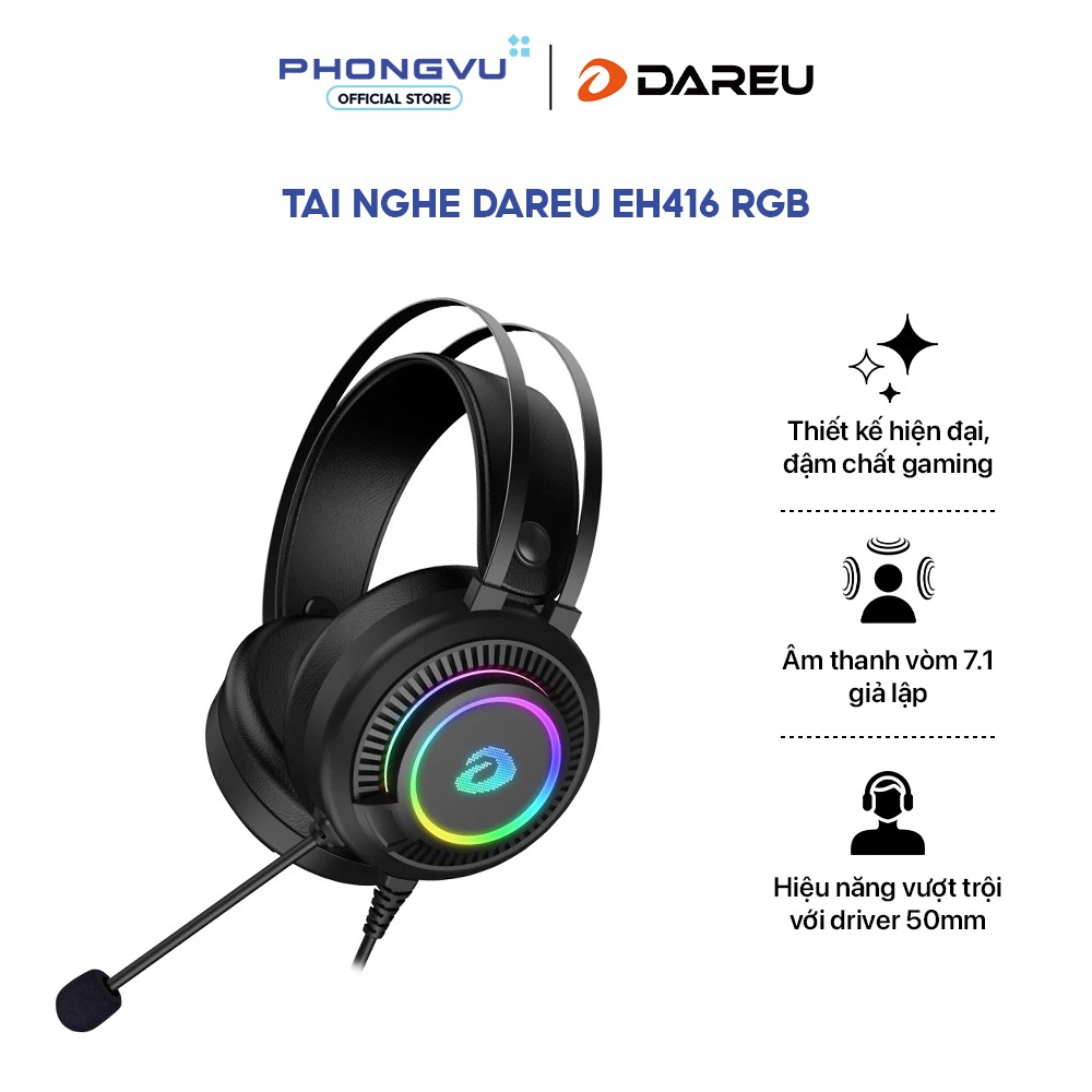 Tai nghe Gaming DAREU EH416 RGB - Âm thanh vòm 7.1 - Driver 50mm - Chống ồn - Bảo hành 12 tháng | BigBuy360 - bigbuy360.vn