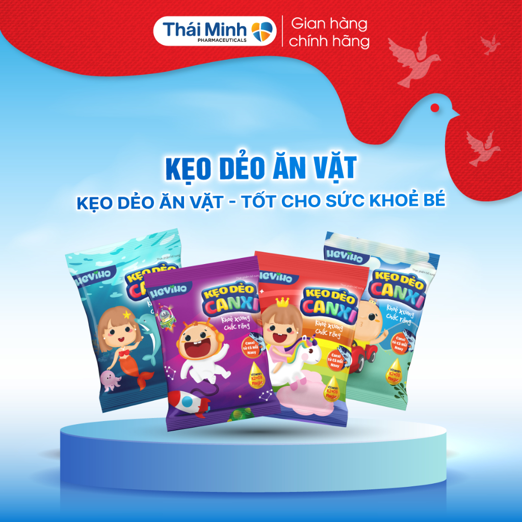 Kẹo Dẻo Heviho - Bổ Sung Canxi - Kẹo Cho Bé Ăn Vặt Mà Vẫn Có Lợi Cho Sức Khoẻ - Gói 32gr
