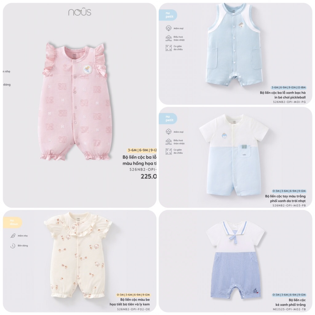 Nous Body cộc Premium cao cấp cho Bé Chính Hãng nous 2026