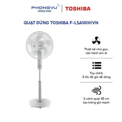 Quạt cây Toshiba 40cm F-LSA10 - 5 Cánh, 50W, 3 chế độ gió, Tiết kiệm điện, Thiết kế chắc chắn - Bảo hành 12 tháng