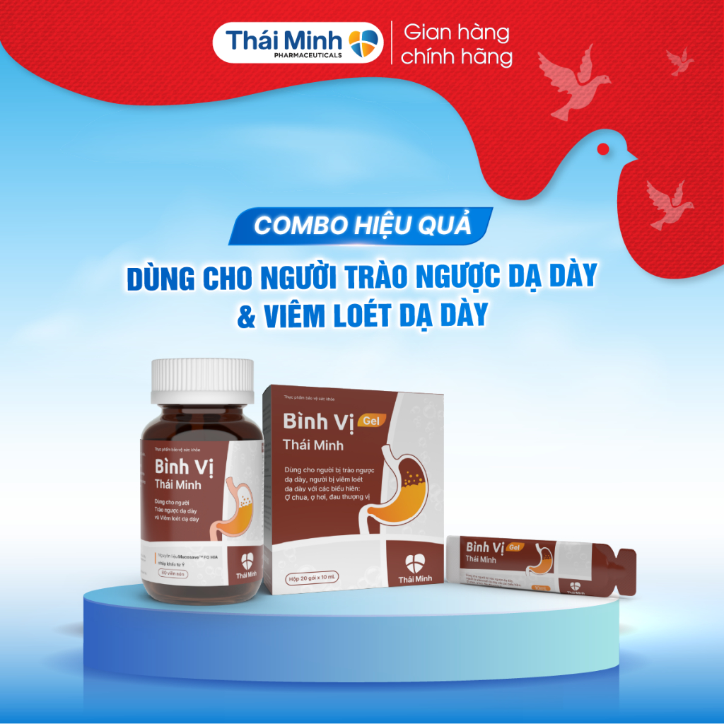 [COMBO TÁC DỤNG]  Combo viên uống và Gel Bình Vị Thái Minh - Bình Vị Thái Minh hộp 20 viên, lọ 80 vi