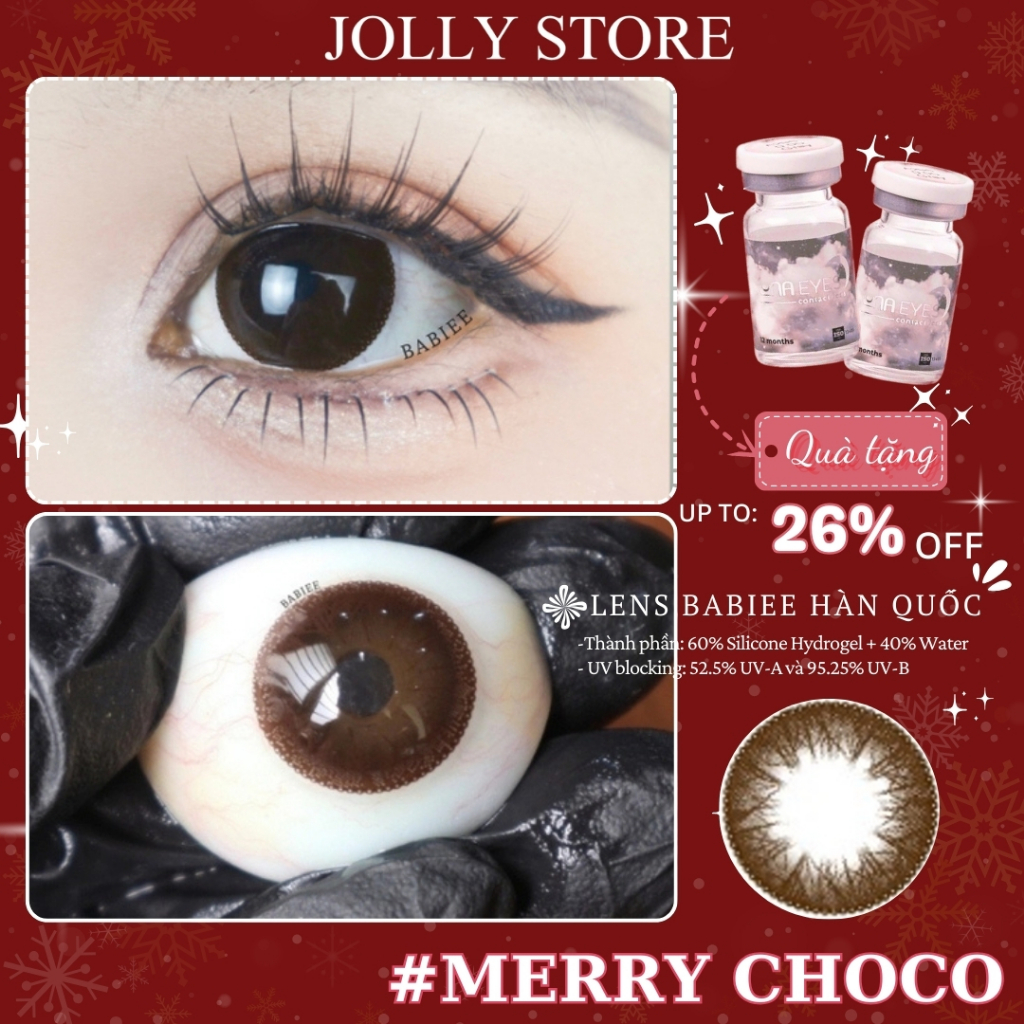 Lens Hàn Merry Choco BABIEE EYES Kính áp tròng JOLLY STORE giãn to