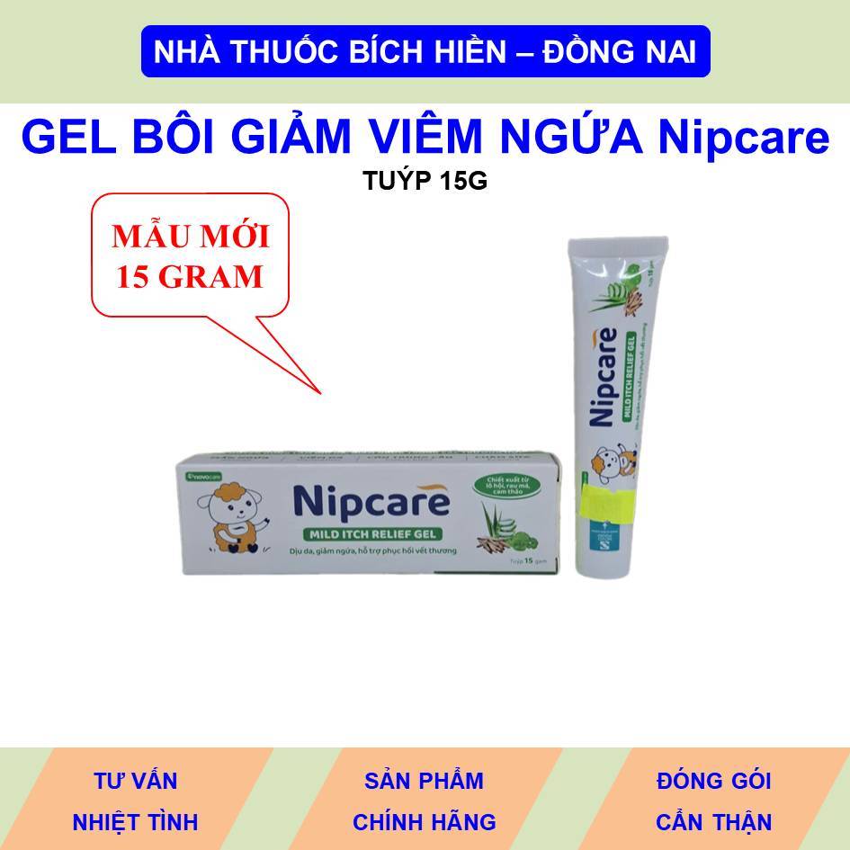 Nipcare gel bôi giảm viêm ngứa tuýp 15g giúp dịu da giảm sưng đỏ hỗ trợ làm lành vết thương