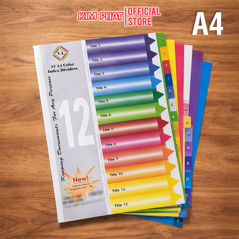 (Combo 05 Xấp) Bìa Phân Trang Nhựa 10/12 Số Màu Phân Chia Trang Cho Tờ Giấy A4 Đánh Dấu File
