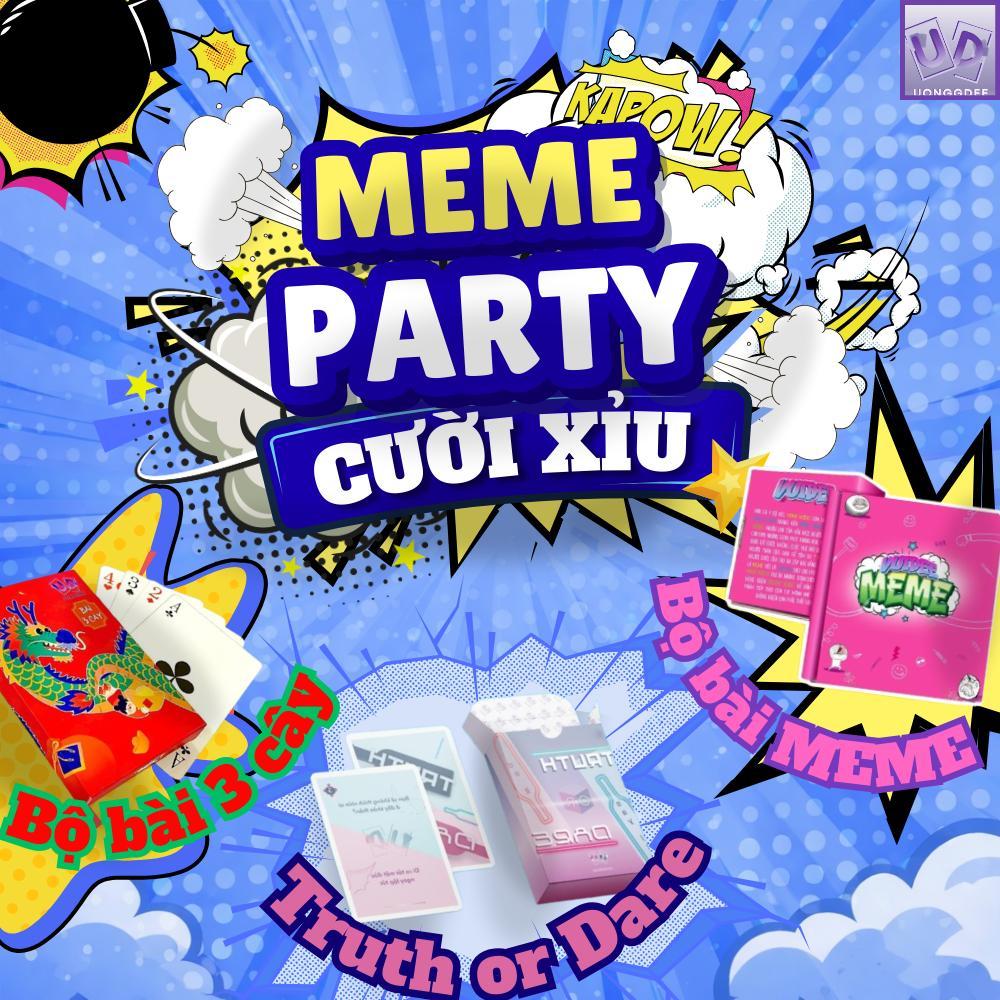 UONGGDEE Combo Meme Party "Cười Xỉu" Bộ bài Meme 156 lá, Truth or Dare 40 lá và Bộ Bài Ba Cây
