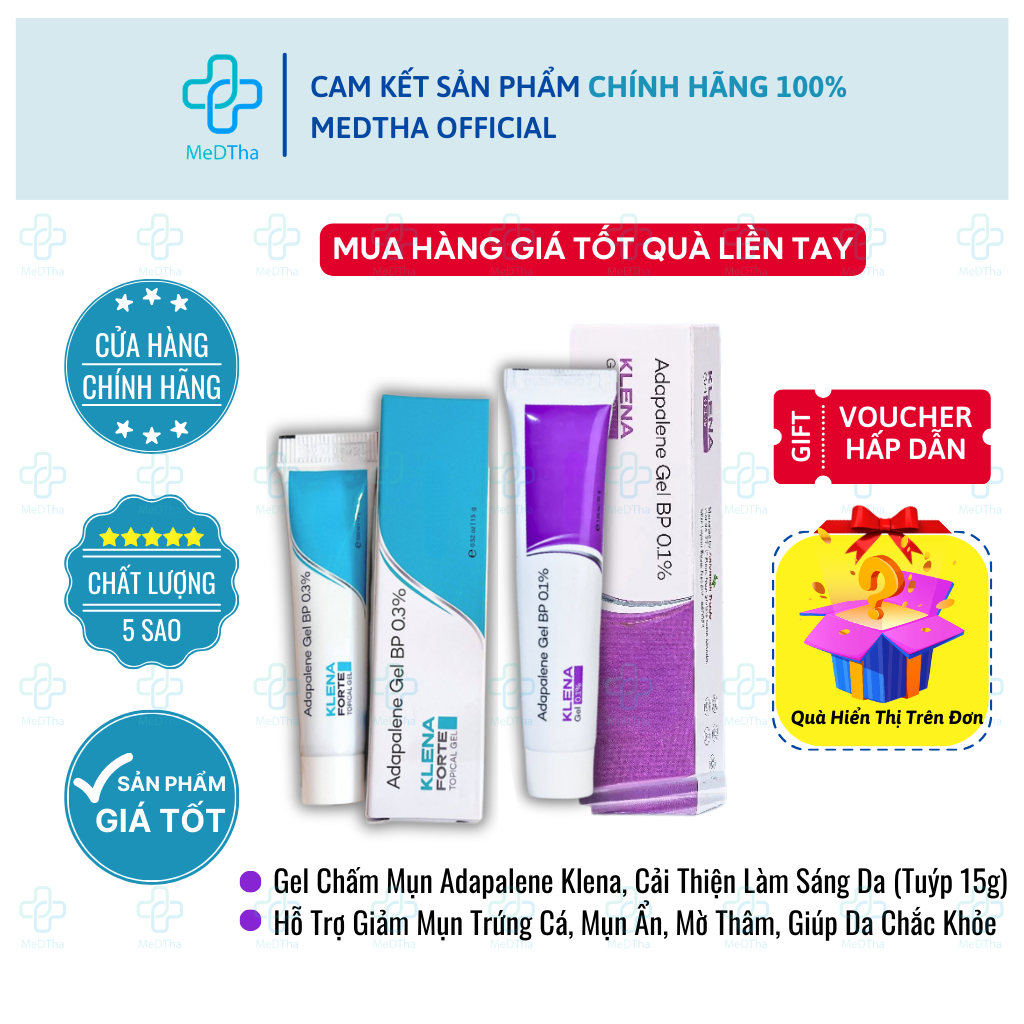 Gel Chấm Mụn Adapalene Klena - Hỗ Trợ Giảm Mụn Trứng Cá, Mụn Ẩn, Mờ Thâm, Cải Thiện Làm Sáng Da