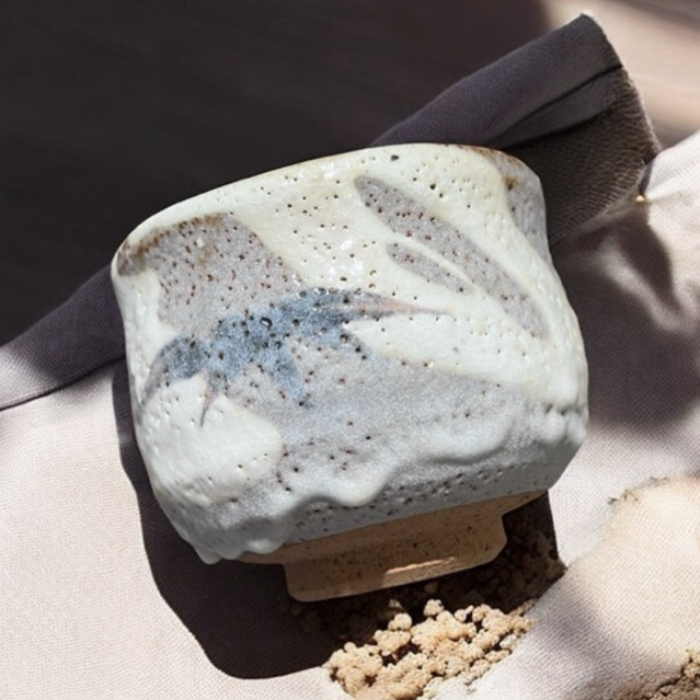 Chawan, Bát đánh và uống Matcha Shino| Chawan mini - Size trung| Chawan đổ men chảy thành cục đẹp mắ